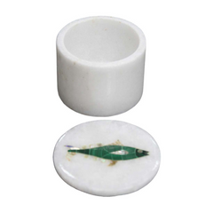 Natura Handmade White Trinket Box Inlay Fish Design For Ring Storage Sell In Usa