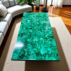 Grand Rectangular Malachite Resin Coffee Table – Luxe Centerpiece for Modern Living Rooms
