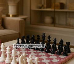Pink Quartz Agate Stone Chessboard with Marble Chess Pieces For Christmas Gifts