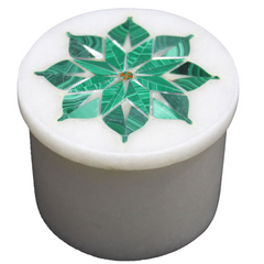 Round Jewelry Storage Box Inlaid Malachite Gemstone In Usa