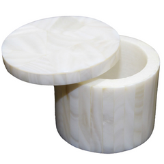 Natural Handmade Jewelry Storage Box Inlaid White Milky Stone